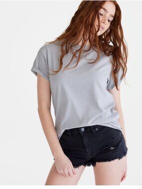 Aeropostale Black Distressed High Waisted Shorty Denim Shorts